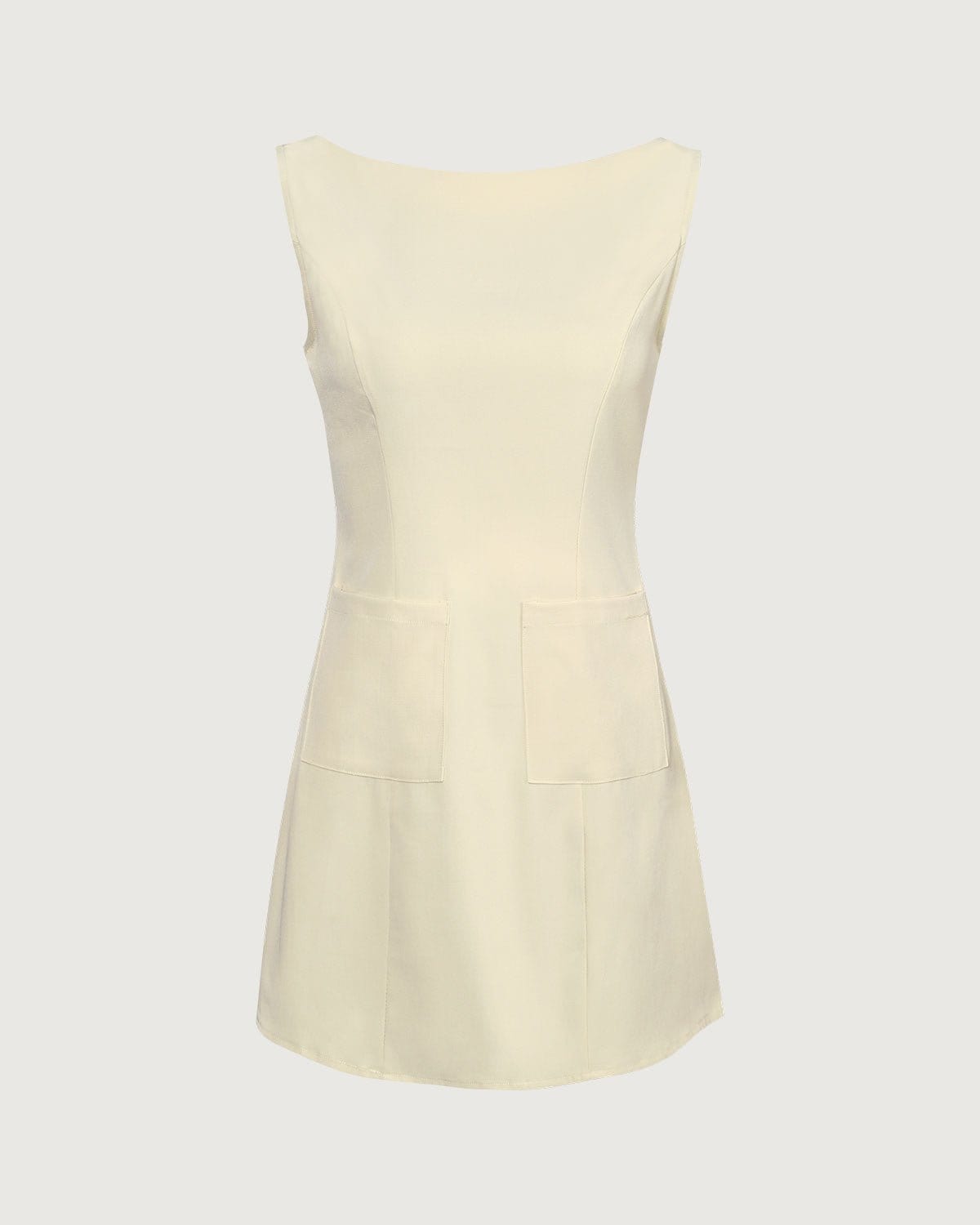 Vestido mini amarillo de corte bootcut con escote