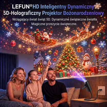 LEFUN® 🍈Inteligentny projektor świąteczny 5D nowej generacji ✨ – 🎅 Dynamiczne światło holograficzne tworzące magiczną atmosferę w domu 💎