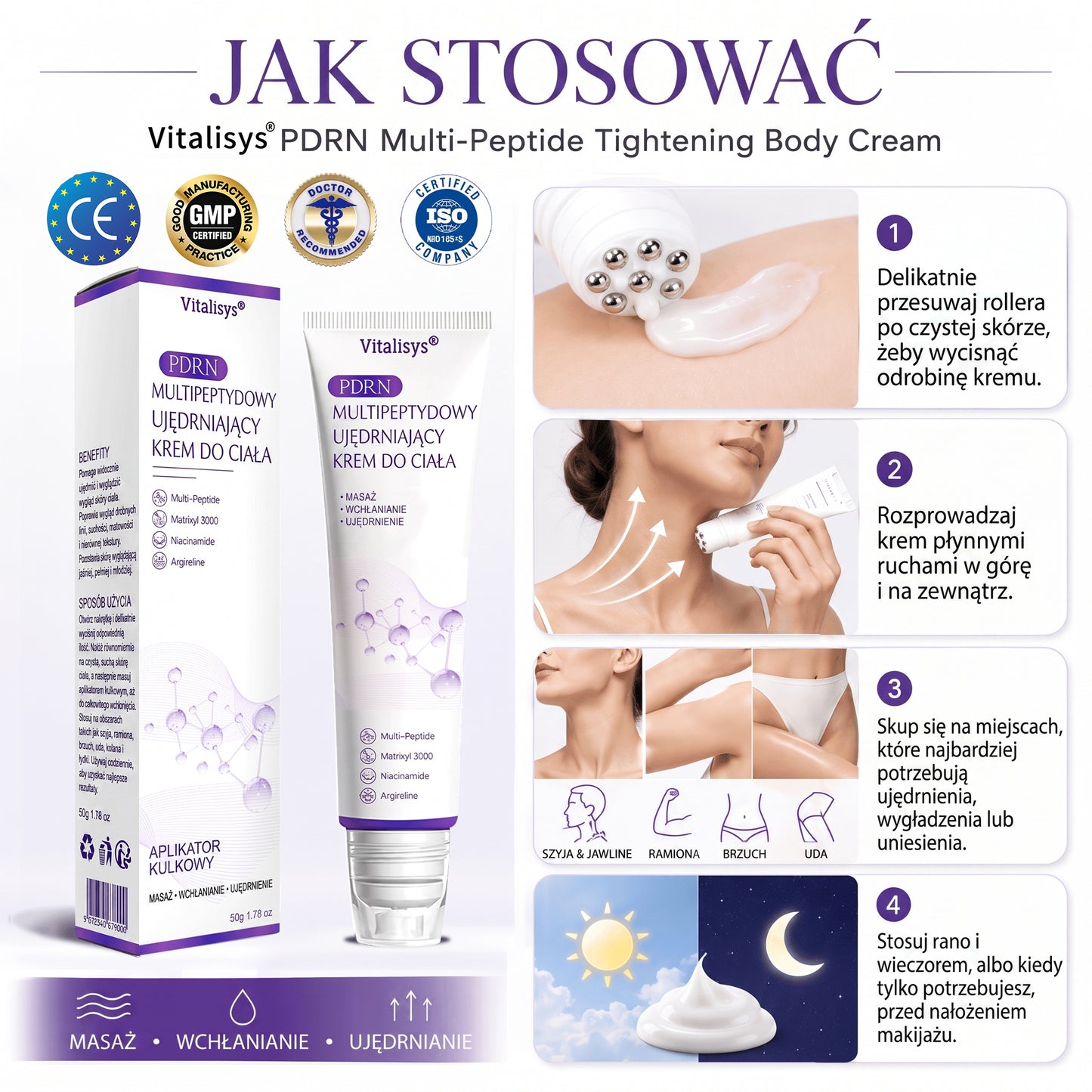 Polecany przez dermatologów🥇 |🍇 Vitalisys® PDRN Multi-Peptide Masujący Krem do Ciała – przeciwstarzeniowy, nawilżający, ujędrniający, regenerujący, wyrównujący koloryt, redukuje trądzik, przebarwienia, brodawki, znamiona i łuszczycę.❤️