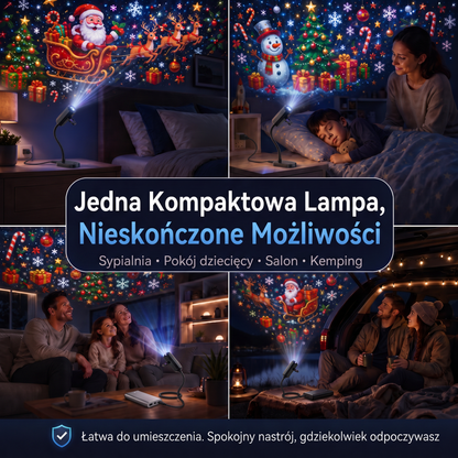 LEFUN® 🍈Inteligentny projektor świąteczny 5D nowej generacji ✨ – 🎅 Dynamiczne światło holograficzne tworzące magiczną atmosferę w domu 💎