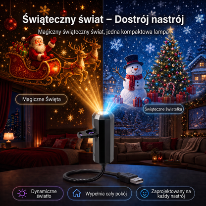 LEFUN® 🍈Inteligentny projektor świąteczny 5D nowej generacji ✨ – 🎅 Dynamiczne światło holograficzne tworzące magiczną atmosferę w domu 💎