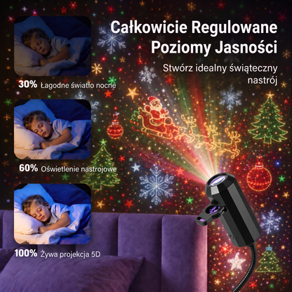 LEFUN® 🍈Inteligentny projektor świąteczny 5D nowej generacji ✨ – 🎅 Dynamiczne światło holograficzne tworzące magiczną atmosferę w domu 💎