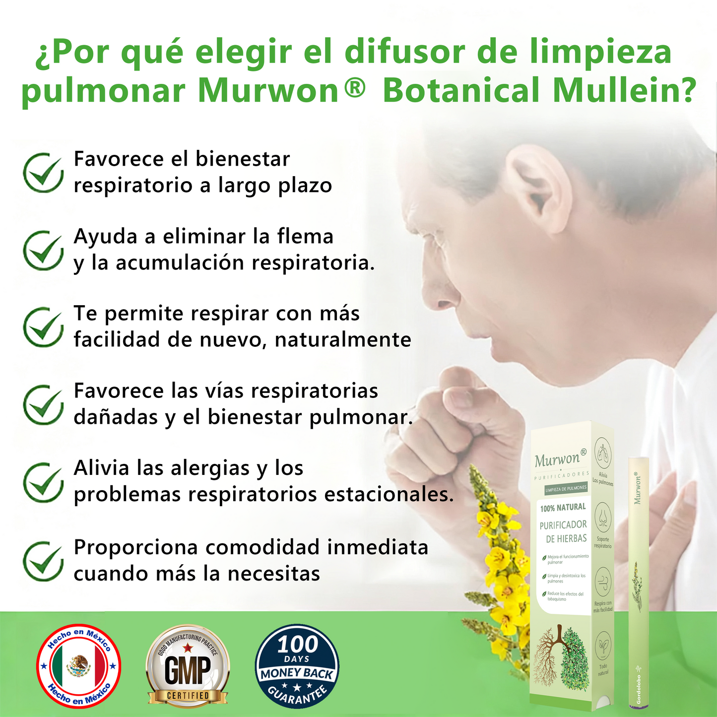 𝐓𝐢𝐞𝐧𝐝𝐚 𝐨𝐟𝐢𝐜𝐢𝐚𝐥 ✨𝐌𝐮𝐫𝑤𝗈𝒏® Difusor Botánico de Mullein para Limpieza de Pulmones (🫁 Tos, faringitis, dificultad para respirar, flema, congestión nasal, bronquitis, síntomas alérgicos, malestar pulmonar)10